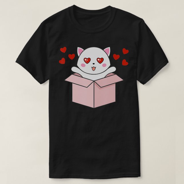 Camiseta Cat Kawaii Día de San Valentín Cute Kitten Heart V (Diseño del anverso)