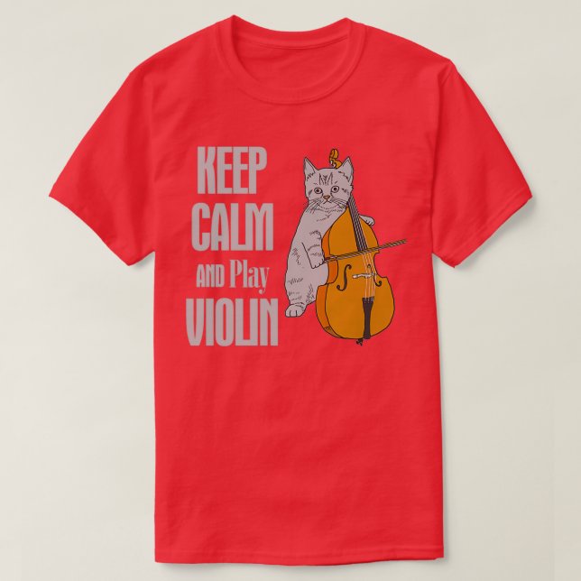 CAMISETA CAT KEEP CALM AND PLAY VIOLIN (Diseño del anverso)