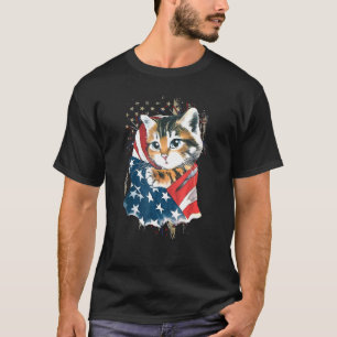 Camiseta Cat Kitten Bandera Estadounidense 4 de Julio Ame d
