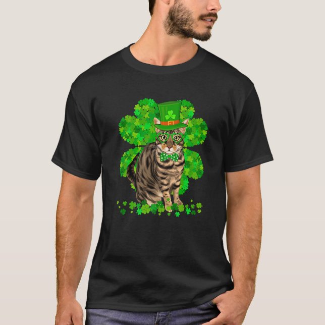 Camiseta Cat Kitten Kitty St. Patrick's Day Cute Shamrock (Anverso)