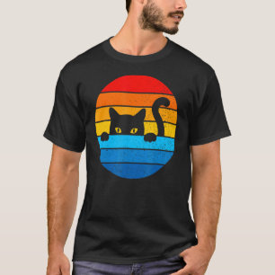 Camiseta Cat Kitten Meme Vintage Retro Sunset Peeping Curio