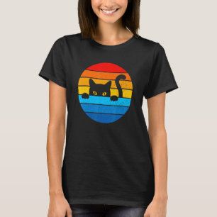 Camiseta Cat Kitten Meme Vintage Retro Sunset Peeping Curio