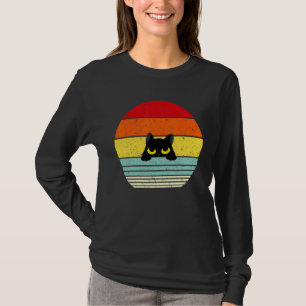 Camiseta Cat Kitten Meme Vintage Retro Sunset Peeping Curio