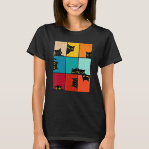 Camiseta Cat Kitten Meme Vintage Retro Sunset Peeping Curio