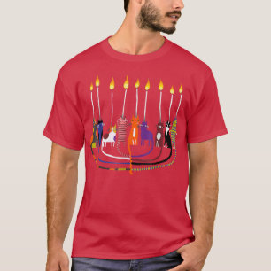Camiseta Cat Kitten Menorah Hanukkah Navidades Chanukah Jew
