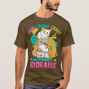 Camiseta Cat Kitten Pile Cute Kawaii Amo Loco Adorabl