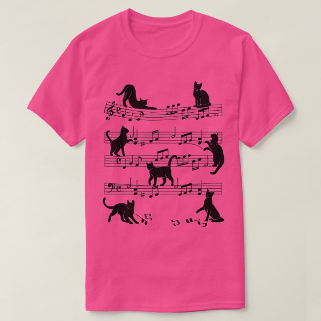 Camiseta Cat Kitty Jugando Música Clef Piano Músico Arte (Diseño del anverso)