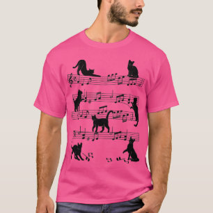 Camiseta Cat Kitty Jugando Música Clef Piano Músico Arte