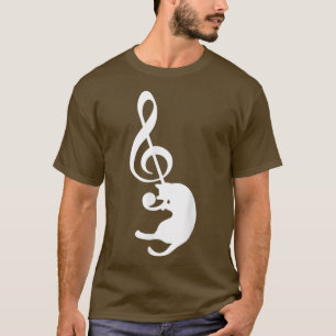 Camiseta Cat Kitty Jugando Música Clef Piano Músico Arte Tr