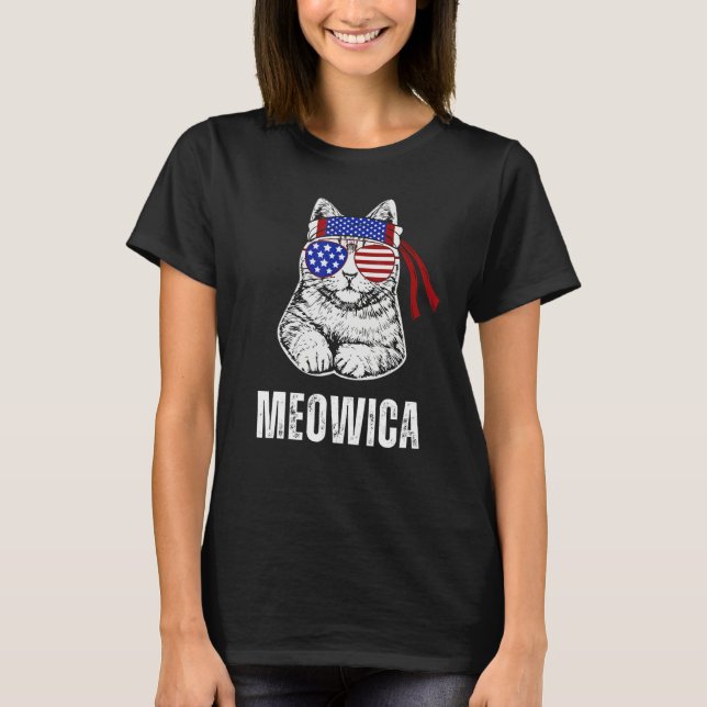Camiseta Cat Labor Day Meowica Merica Men USA American Flag (Anverso)