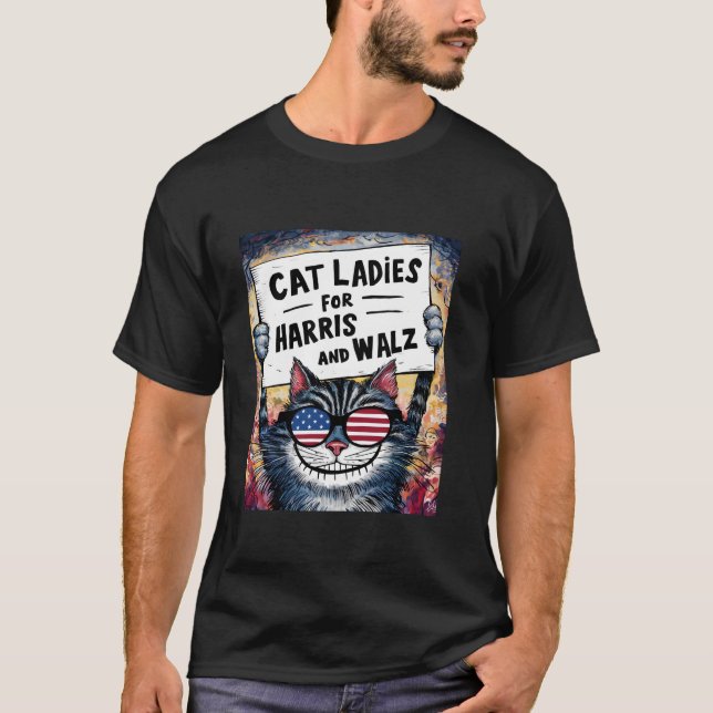 Camiseta Cat Ladies para Harris y Walz 2024 Cat Ladies Har (Anverso)