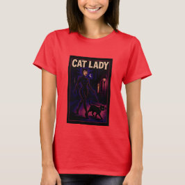 Camiseta Cat Lady -Cats Art Lover- City Night Comic Graphic