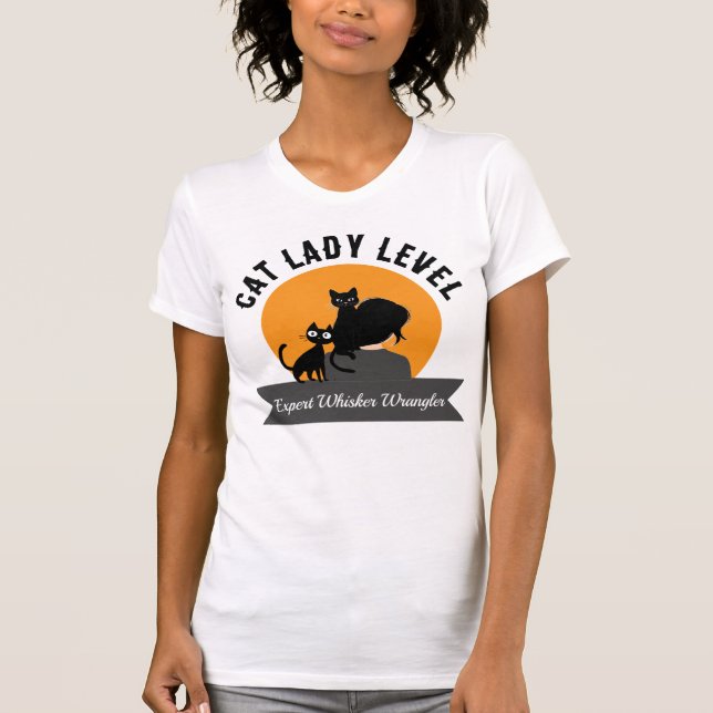 Camiseta Cat Lady Level Expert Whisker Wrangler  (Anverso)