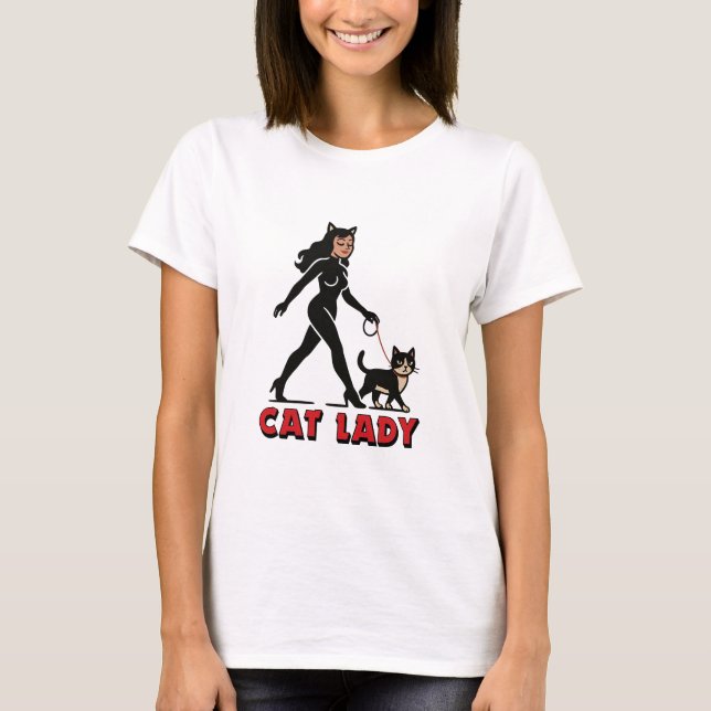 Camiseta Cat Lady - Tuxedo Cats Lover - Comic Art Graphic (Anverso)