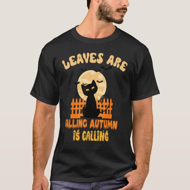 Camiseta cat leaves are falling autumn is calling (Anverso)