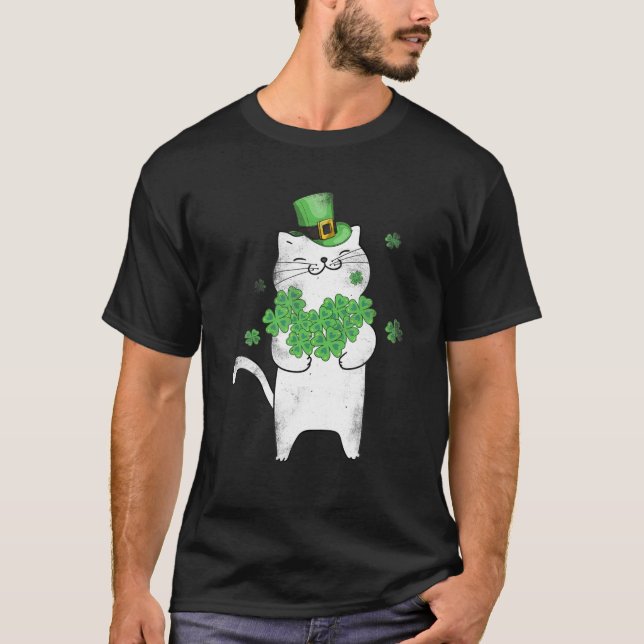 Camiseta Cat Leprechaun Cat Lover Shamrock St Patrick (Anverso)