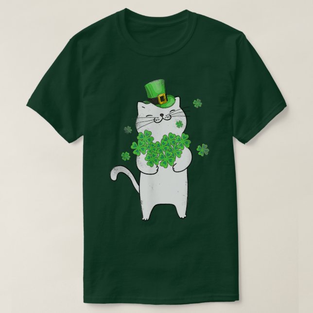 Camiseta Cat Leprechaun Cat Lover Shamrock St Patrick (Diseño del anverso)