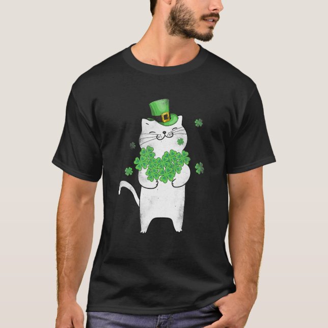Camiseta Cat Leprechaun Cat Lover Shamrock St Patrick (Anverso)