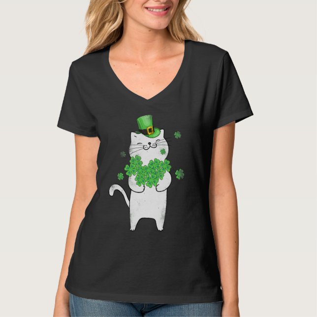Camiseta Cat Leprechaun Cat Lover Shamrock St Patrick S Da (Anverso)