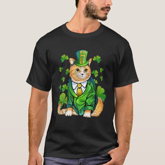 Camiseta Cat Leprechaun Cat Lover Shamrock St Patricks Day (Anverso)