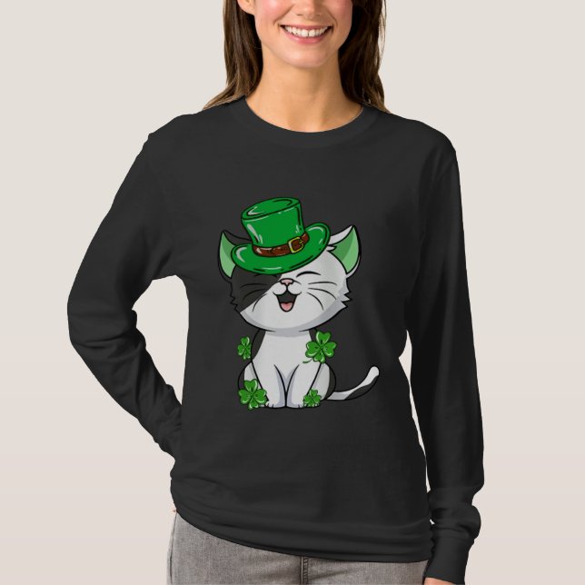 Camiseta Cat Leprechaun  Cat  Shamrock St Patrick s Day (Anverso)