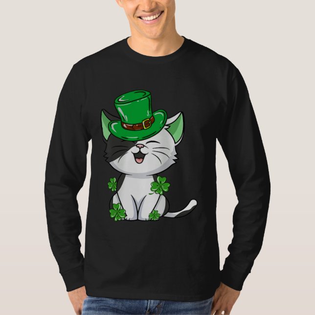 Camiseta Cat Leprechaun  Cat  Shamrock St Patrick s Day (Anverso)