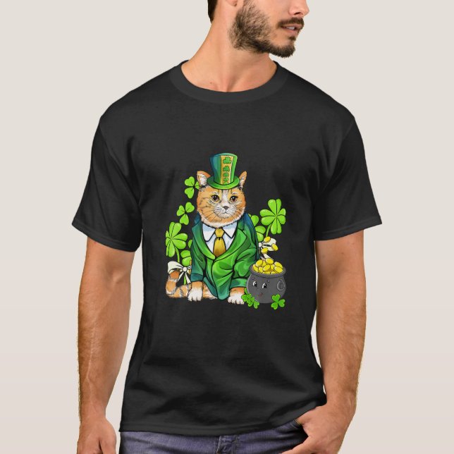 Camiseta Cat Leprechaun St Patricks Day Irish Kitten (Anverso)