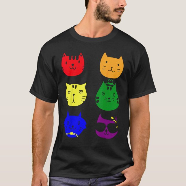 Camiseta Cat LGBT Flag Gay Pride Transgender Rainbow Lesbia (Anverso)