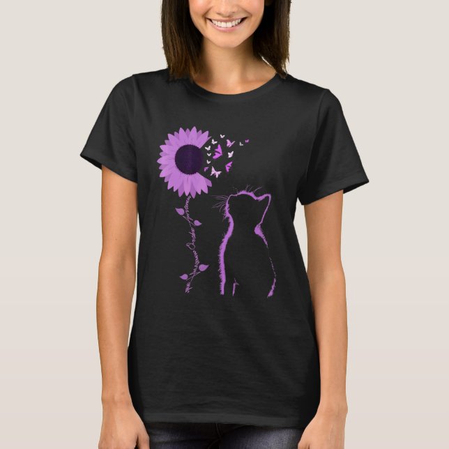 Camiseta Cat Look Purple Sunflower Butterfly Overdose Aware (Anverso)