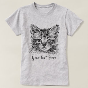 Camiseta CAT LOVER   Cara de gatito dibujada a mano