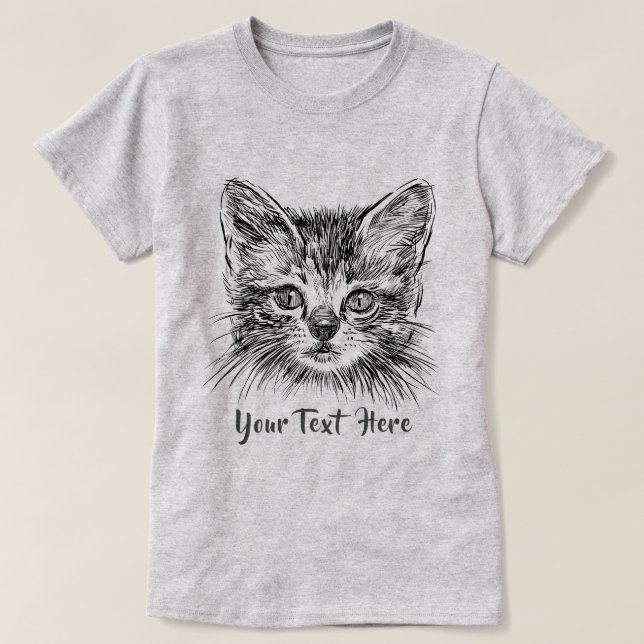 Camiseta CAT LOVER | Cara de gatito dibujada a mano (Diseño del anverso)