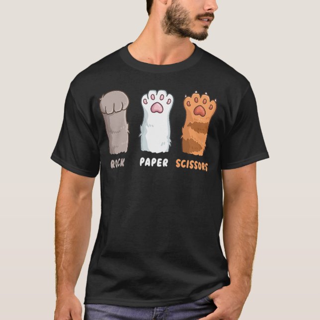 Camiseta Cat Lover Cat Owner Funny Cat Rock Paper Scissors (Anverso)