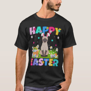 Camiseta Cat Lover Feliz Pascua Bunny Siamese Cat Easter Su