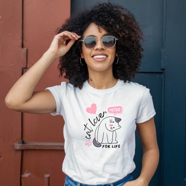 Camiseta Cat Lover for Life - Meow! Pink Heart (Subido por el creador)