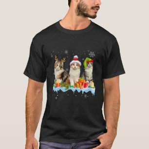 Camiseta Cat Lover Funny American Curl Tree Navidades Light