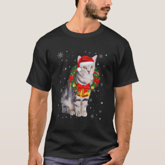 Camiseta Cat Lover Funny American Shorthair Tree Navidades