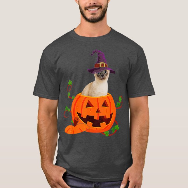Camiseta Cat Lover Gifts Funny Siamese Pumpkin Halloween (Anverso)
