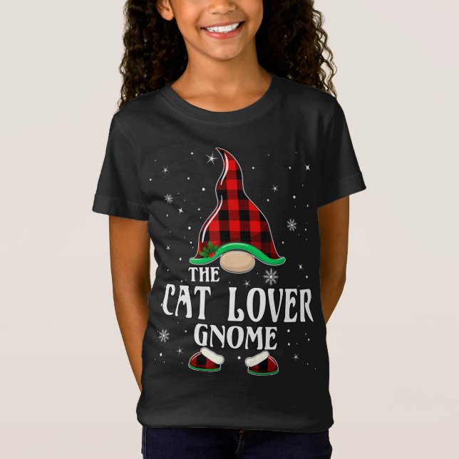 Camiseta Cat Lover Gnome Búfalo Jugar Familia Correspondien (Anverso)