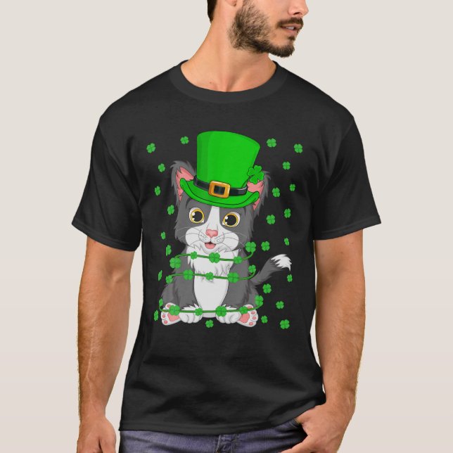 Camiseta Cat Lover Leprechaun Gorra Cat St. Patrick's Day (Anverso)