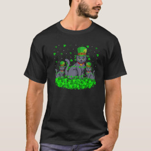 Camiseta Cat Lover Leprechaun Gorra Russian Blue Cat St. Pa