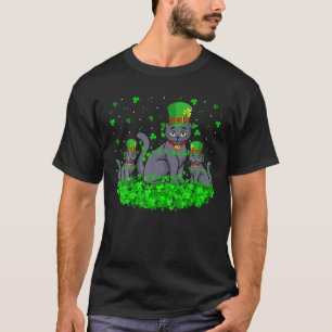 Camiseta Cat Lover Leprechaun Gorra Russian Blue Cat St. Pa