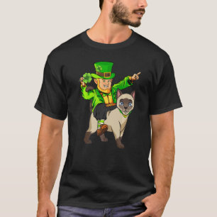 Camiseta Cat Lover Leprechaun Riendo Siamese Cat St Patrick