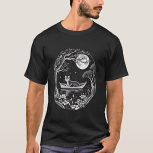Camiseta Cat Lover Moon Reflection Nature Stars Galaxy Astr