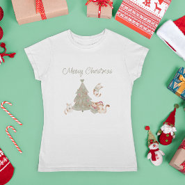 Camiseta Cat Lover Navidades singulares acuarela