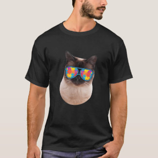 Camiseta Cat Lover Regalos Graciosa Autismo Conciencia Siam