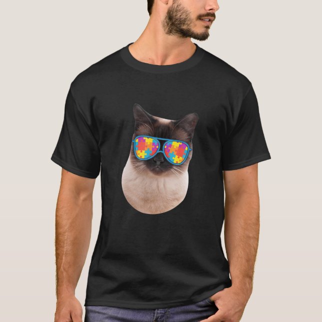 Camiseta Cat Lover Regalos Graciosa Autismo Conciencia Siam (Anverso)