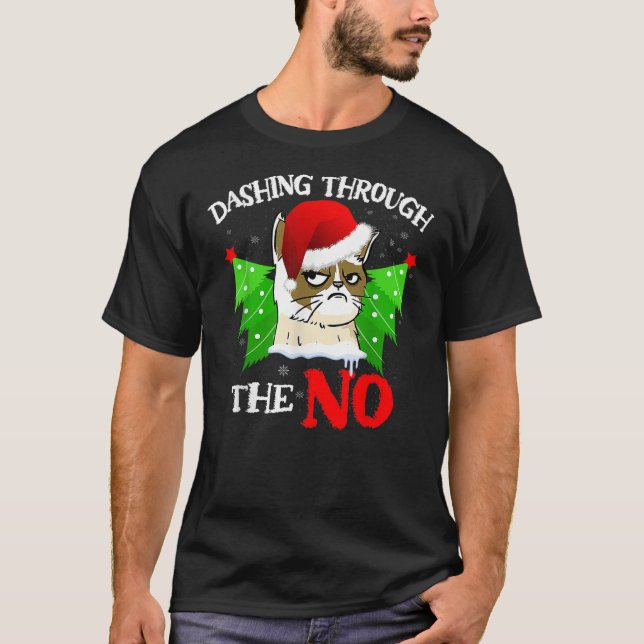 Camiseta Cat Lover Xmas Dashing Through Grumpy Cats The No  (Anverso)