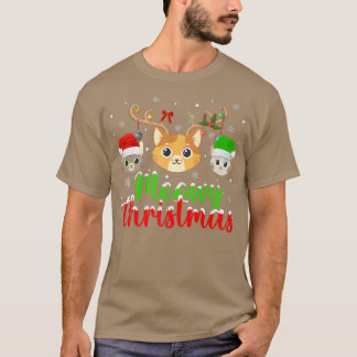 Camiseta Cat Lover Xmas enciende reno Santa Meowy Cat Chr