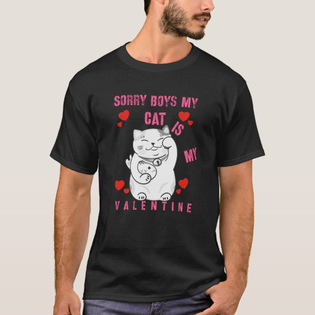 Camiseta Cat Lovers Valentine Sorry Boys  (Anverso)
