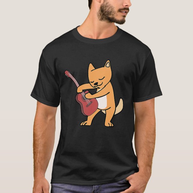 Camiseta Cat Loves Musical Instruments Plays Guitar (Anverso)
